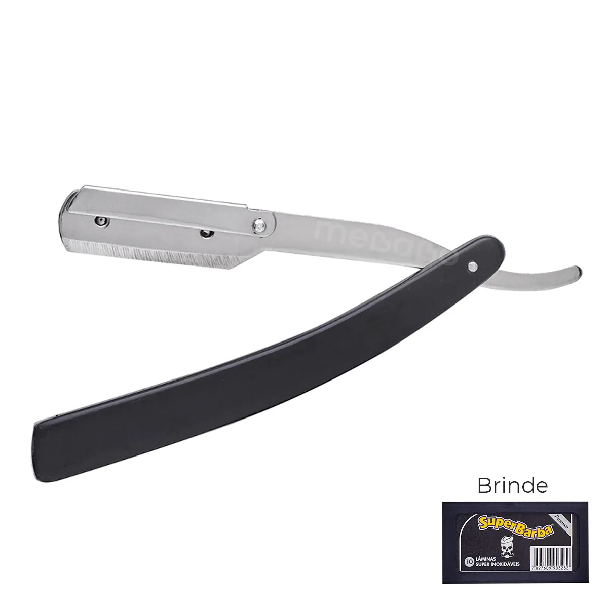 Navalha Navalhete Com Trava + Lâmina Super Barba Preto