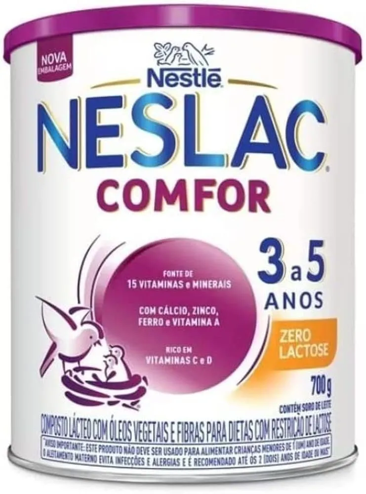 Neslac Comfor Zero Lactose Nestlé Composto Lácteo 3 a 5 anos 700g