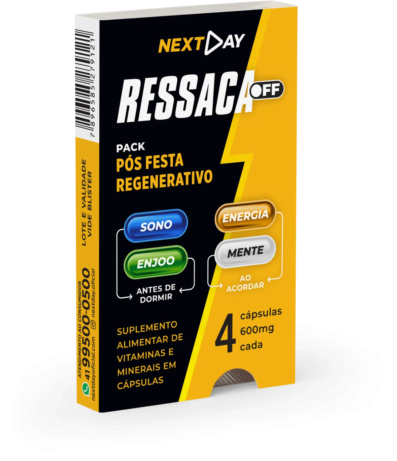 NextDay Ressaca Off 60mg com 4 Cápsulas
