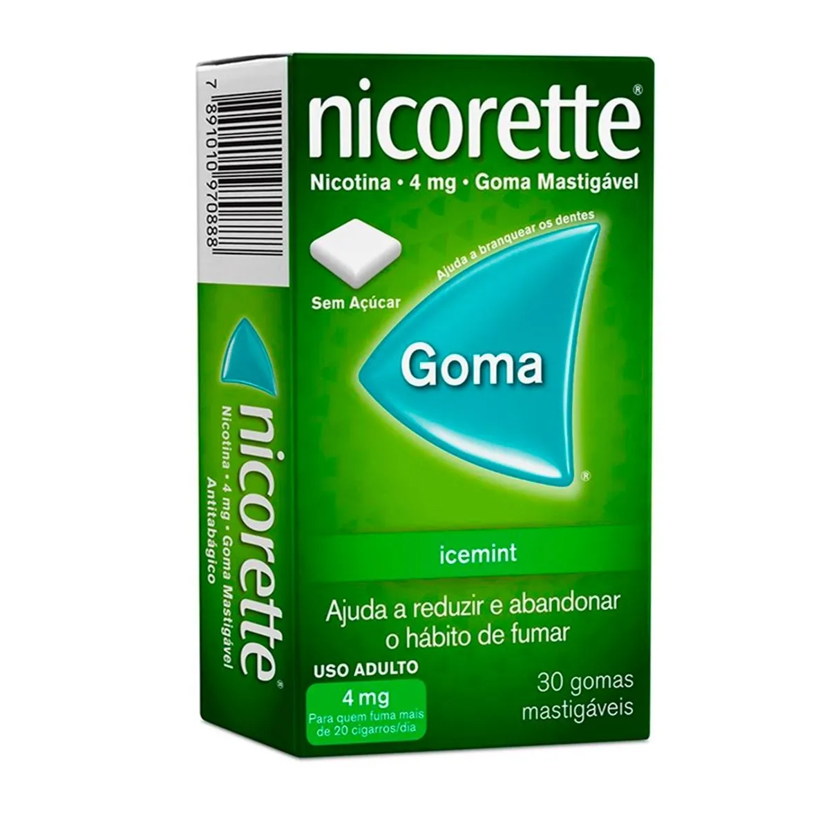 Nicorette Icemint Nicotina 4mg Sem Açúcar Com 30 Tabletes Mastigáveis