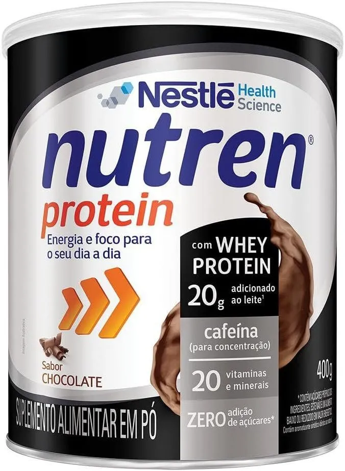Nutren Protein com Whey Protein Chocolate Nestlé Suplemento Alimentar 400g