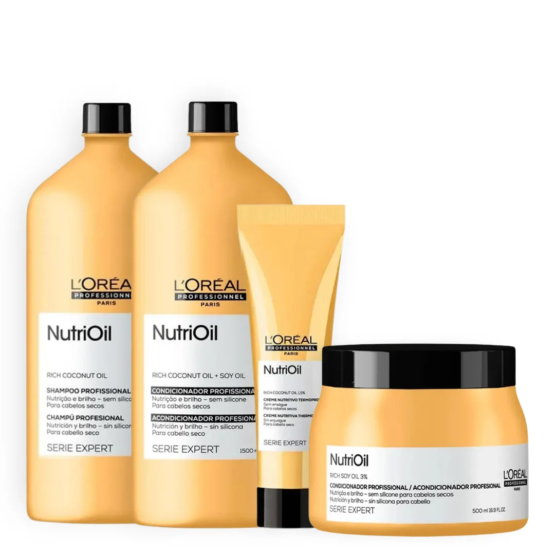 Loreal NutriOil Salon Trio + Leavein Térmico 230°C 150ml