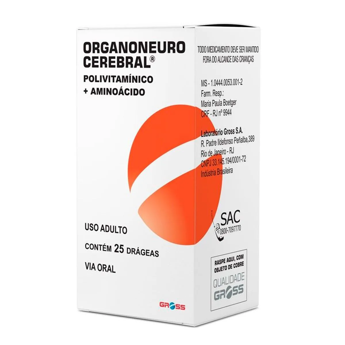 Organoneuro Cerebral C/ 25 Drágeas
