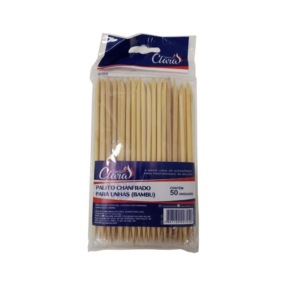 Palito De Unha Santa Clara Bambu Chanfrado com 50un