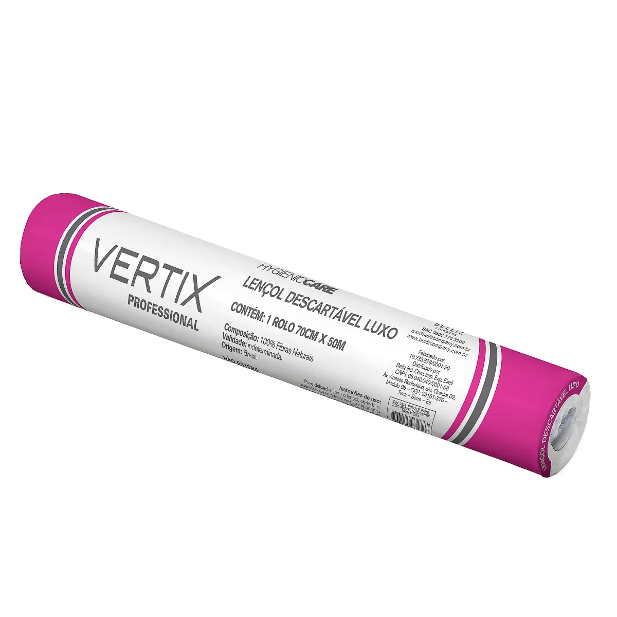 Rolo de Papel Lençol Descartável Luxo Vertix 70Cm X 50M Branco