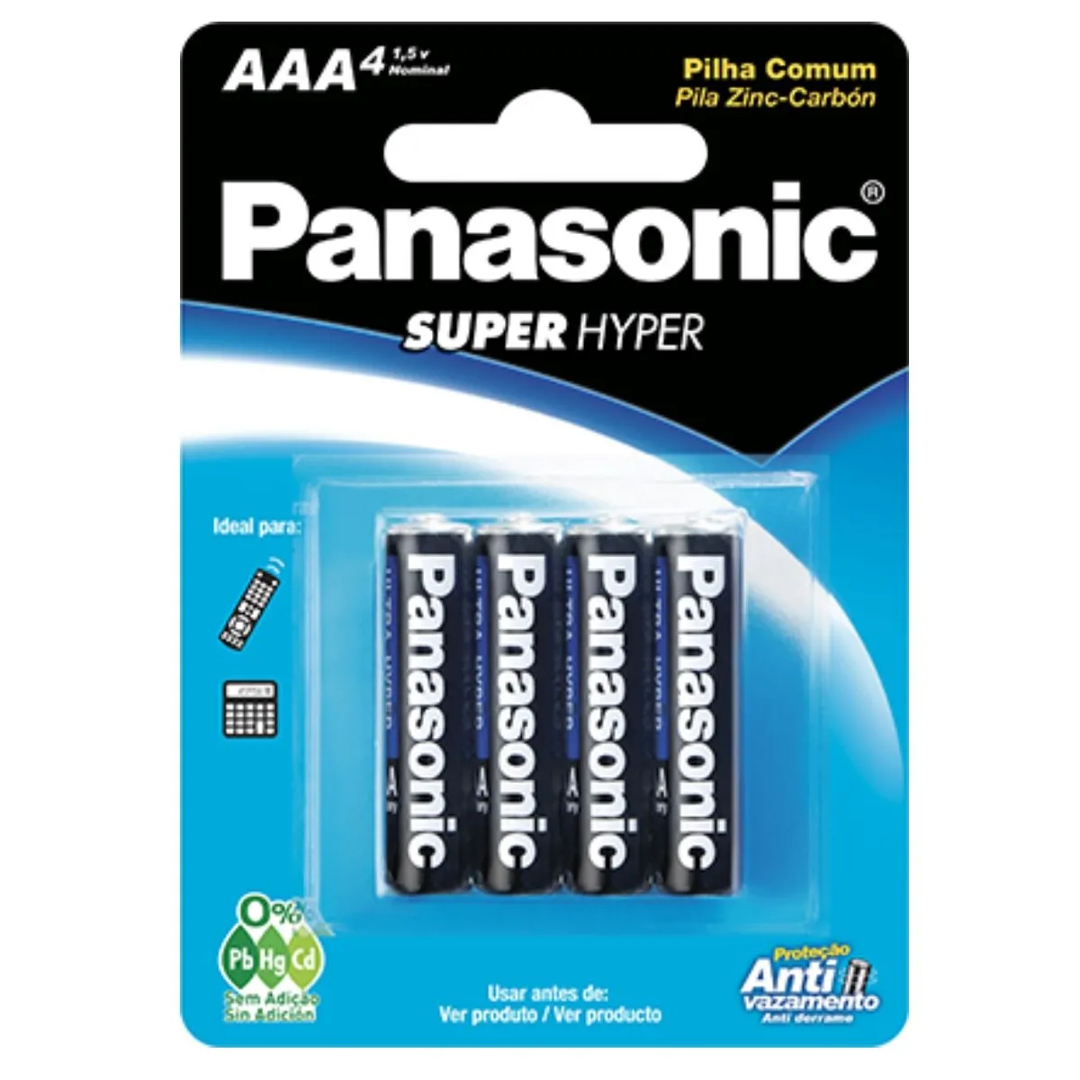 Pilha Comum Super Hyper AAA Com 4 Unidades Panasonic