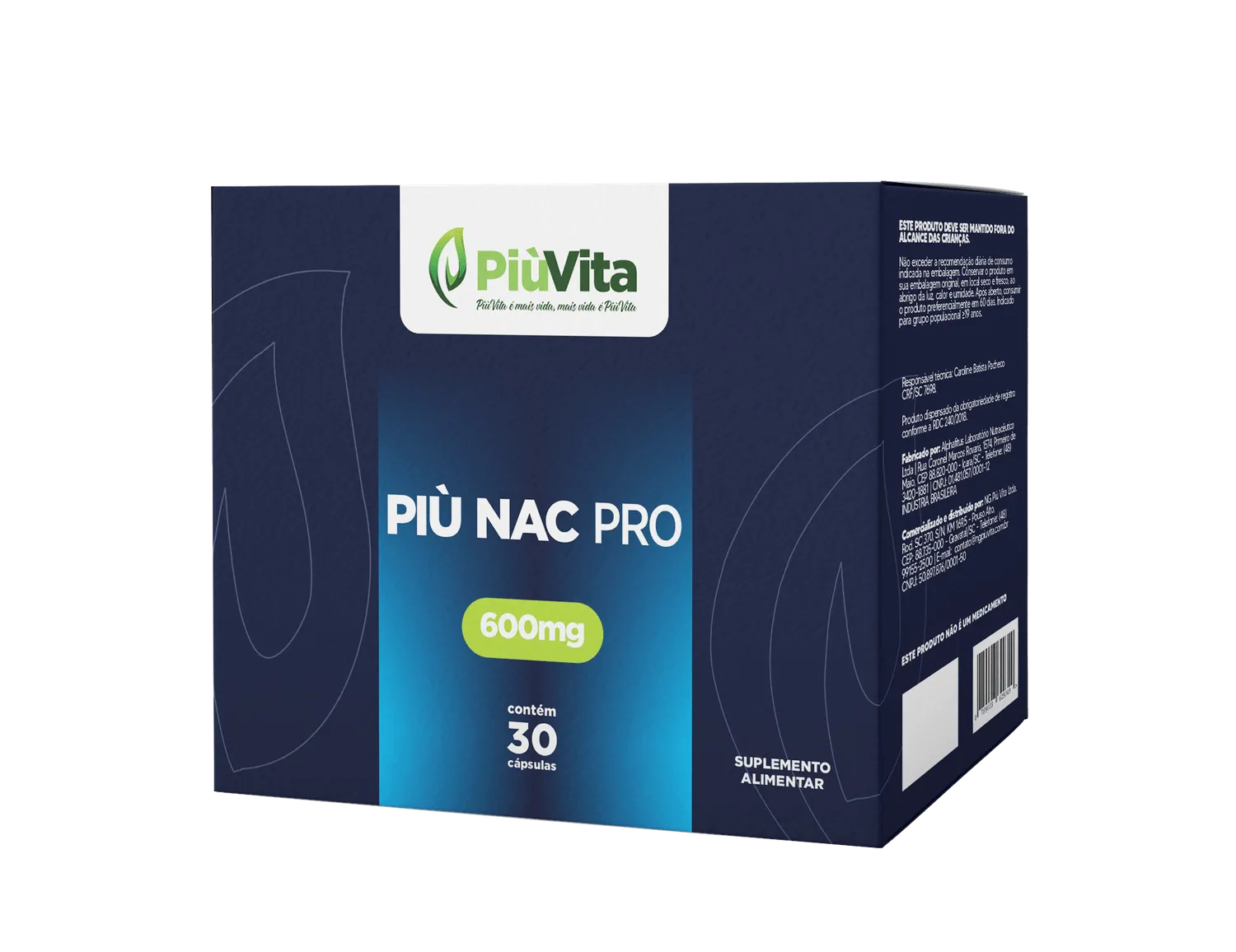 PiùVita Più Nac Pro 600mg com 30 Cápsulas