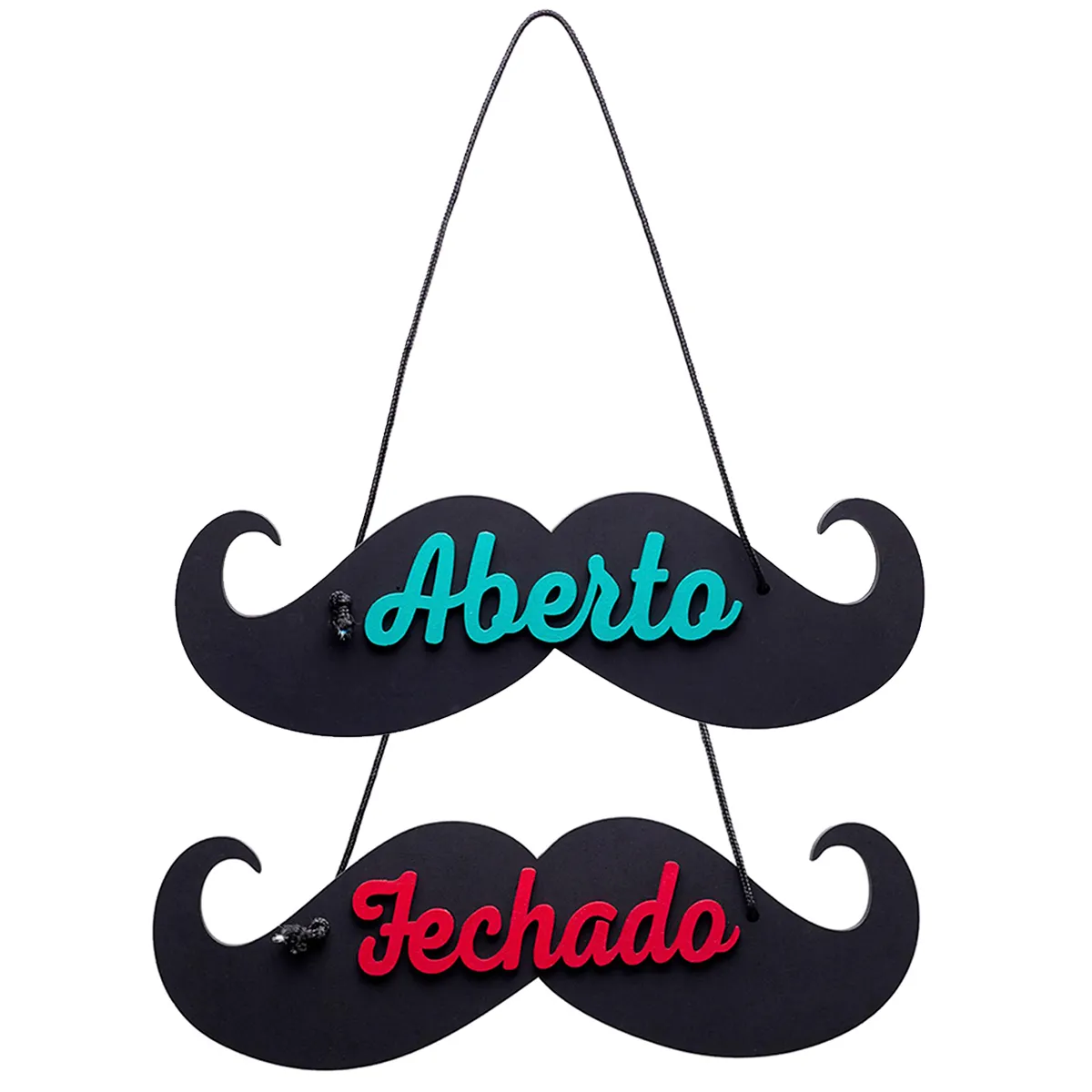 Placa MDF Aberto Fechado Para Barbearia Modelo Bigode 40cm