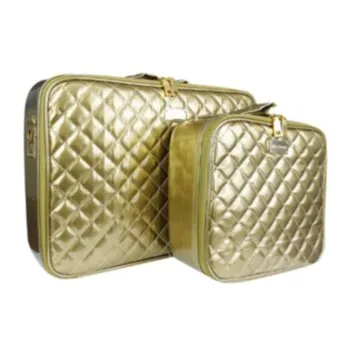 KIT DE MALETA PARA MAQUIAGEM DOURADA MISS FRANDY 2UN Cód. 14516