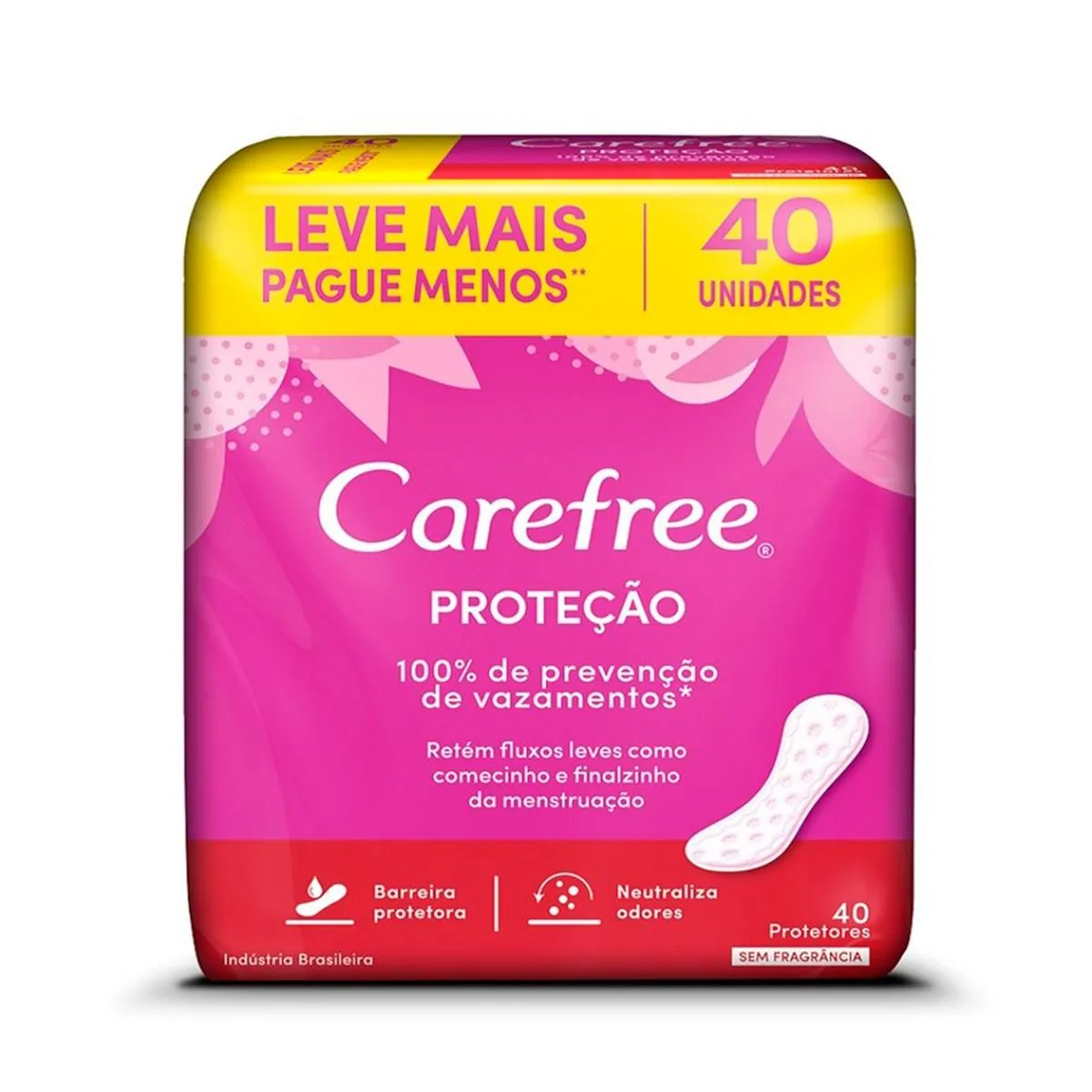 Proteção Diários Carefree Proteção Sem Fragrância Com 40 Unidades