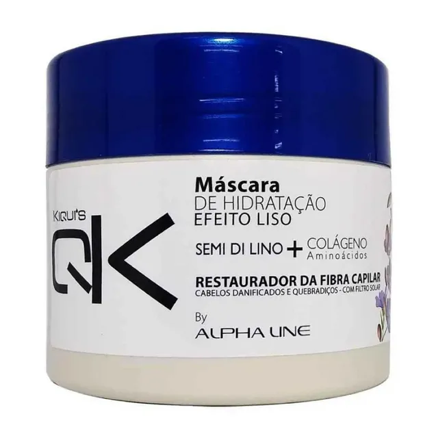 Máscara Hidratação Efeito Liso Cabelos Danificados E Quebradiços 350g - Kiqui's Alpha Line