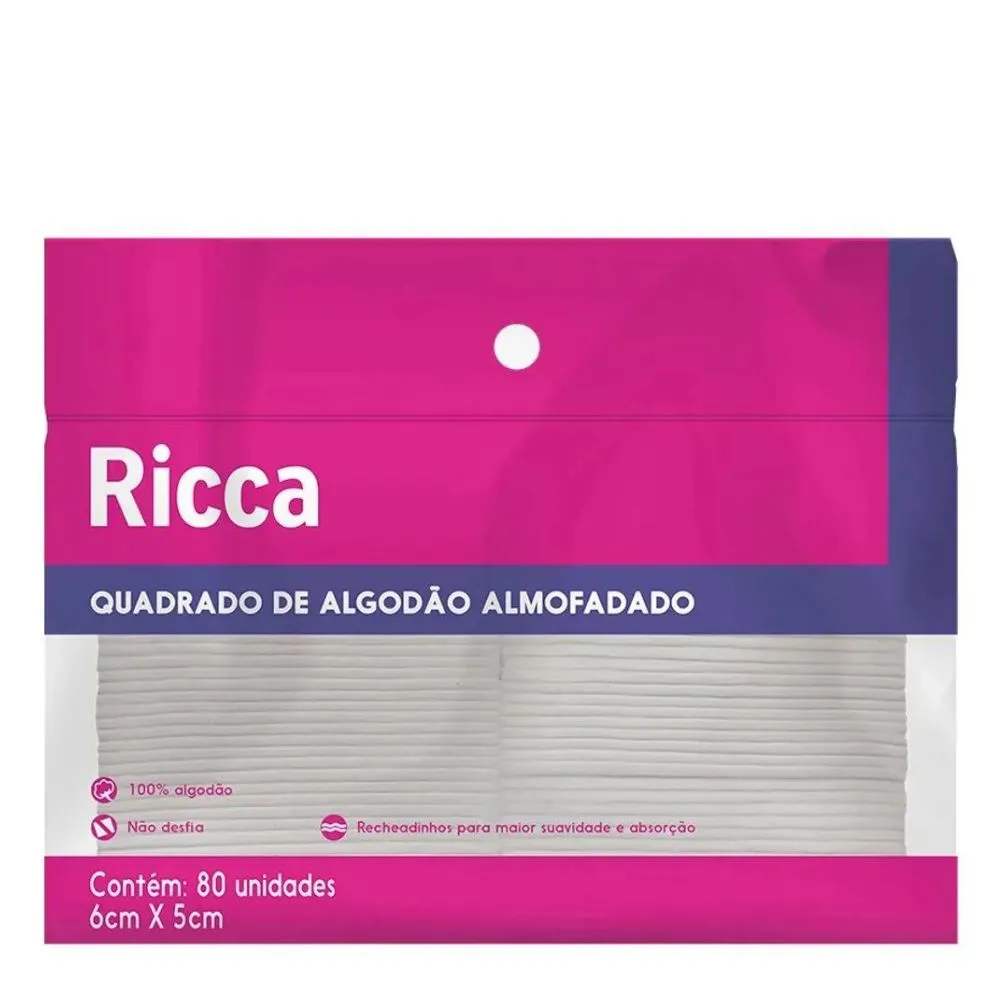 Quadrados de Algodão Ricca 80un