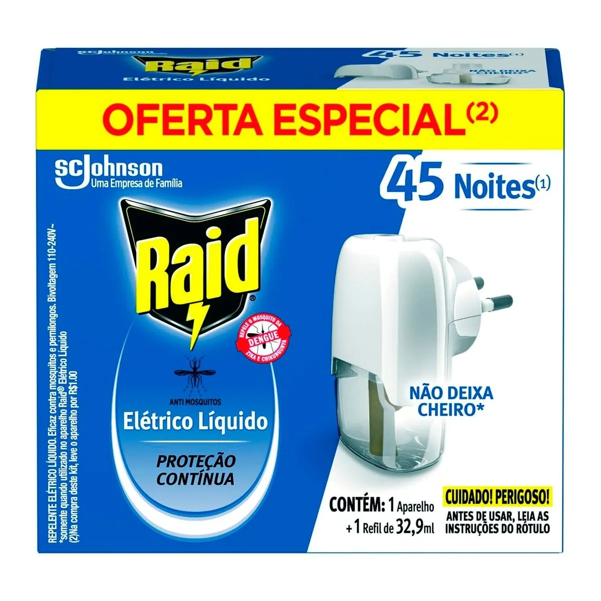 Raid Elétrico Líquido Refil 32,9ml Grátis 01 Aparelho