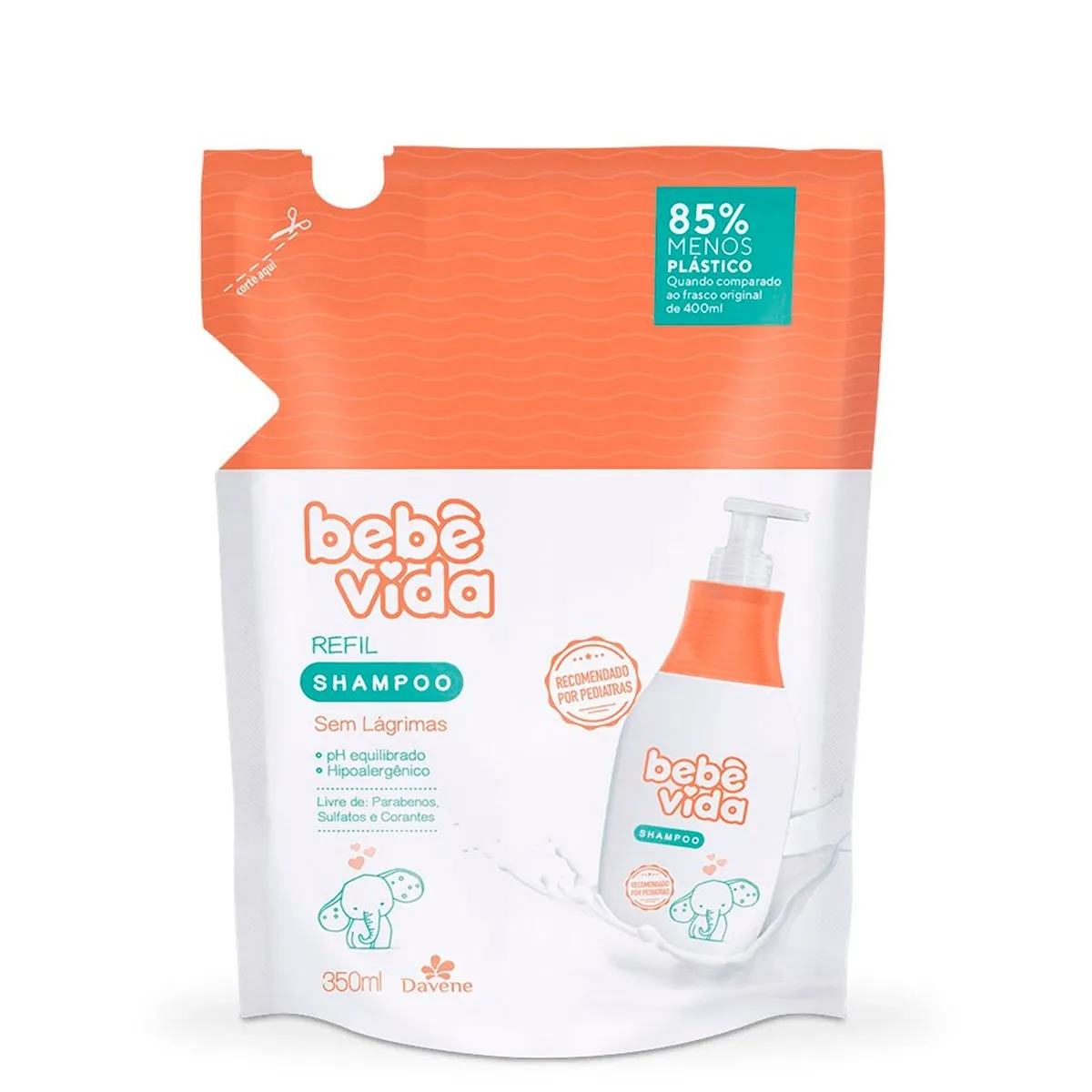 Refil Shampoo Sem Lágrimas Bebê Vida Davene 350ml