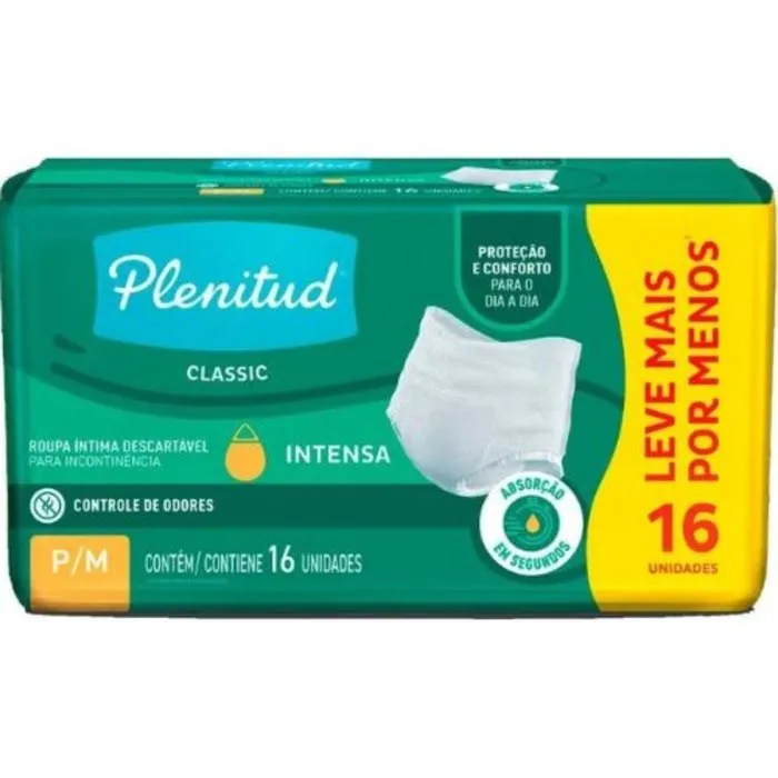 Plenitud Classic Roupa Íntima Descartável P/M 16UN