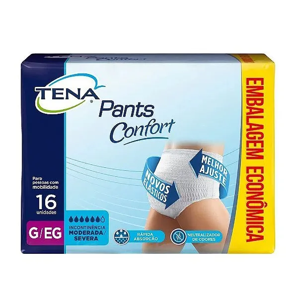 Tena Pants Roupa Íntima Descartável Unissex Confort G/EG 16UN
