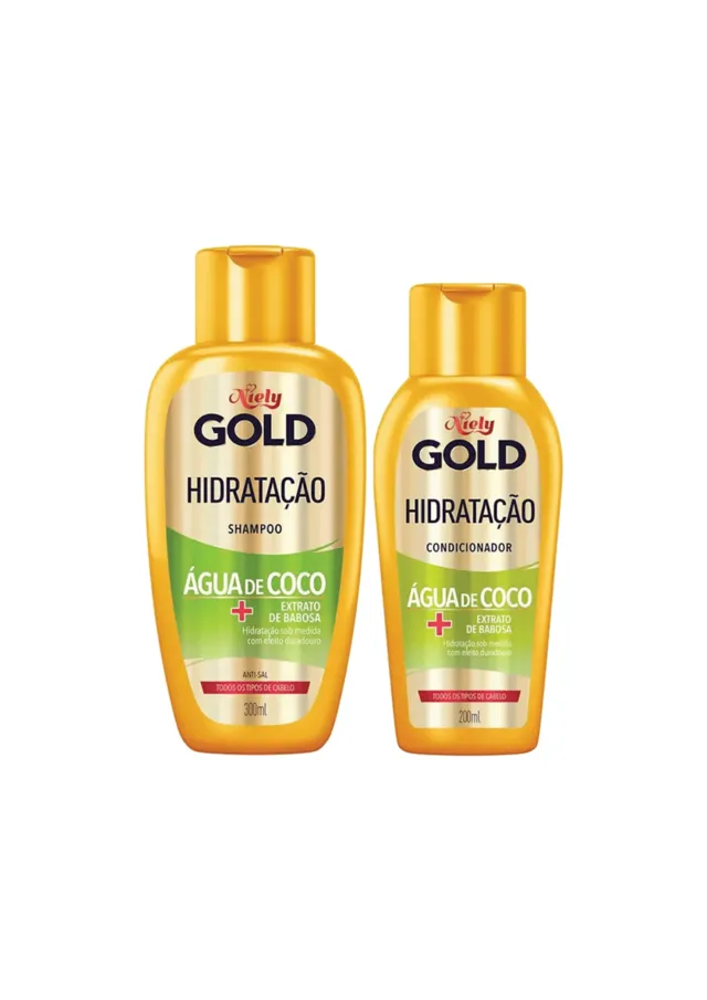 Kit Shampoo Hidratante 300ml & Condicionador 200ml Água De Coco - Niely Gold