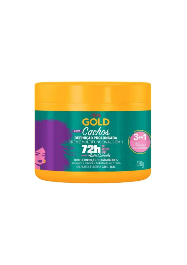 Creme Multifuncional 3 em 1 Cachos Definição Prolongada 430g - Niely Gold