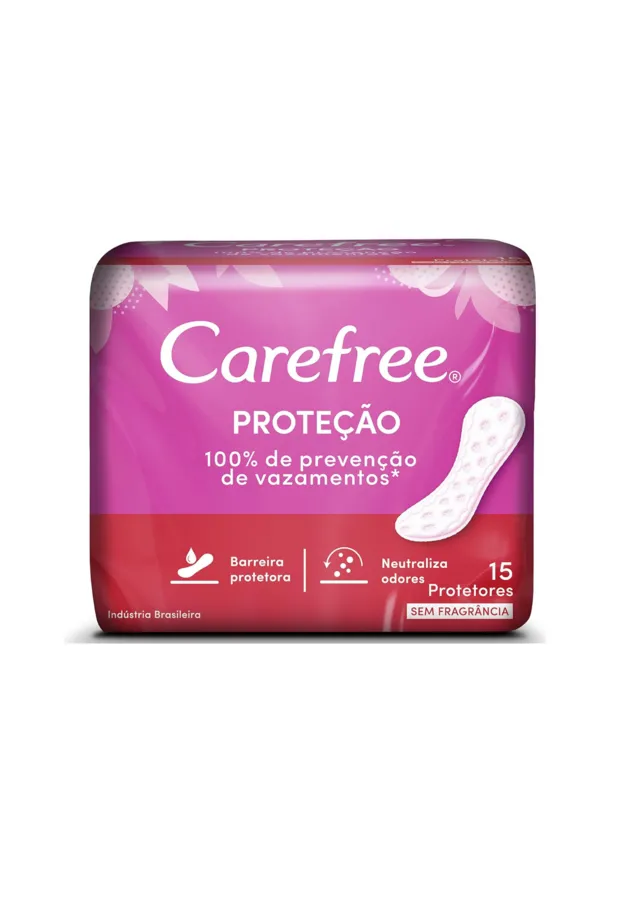 Protetor Diário 100% De Prevenção De Vazamentos 15 Protetores - Carefree
