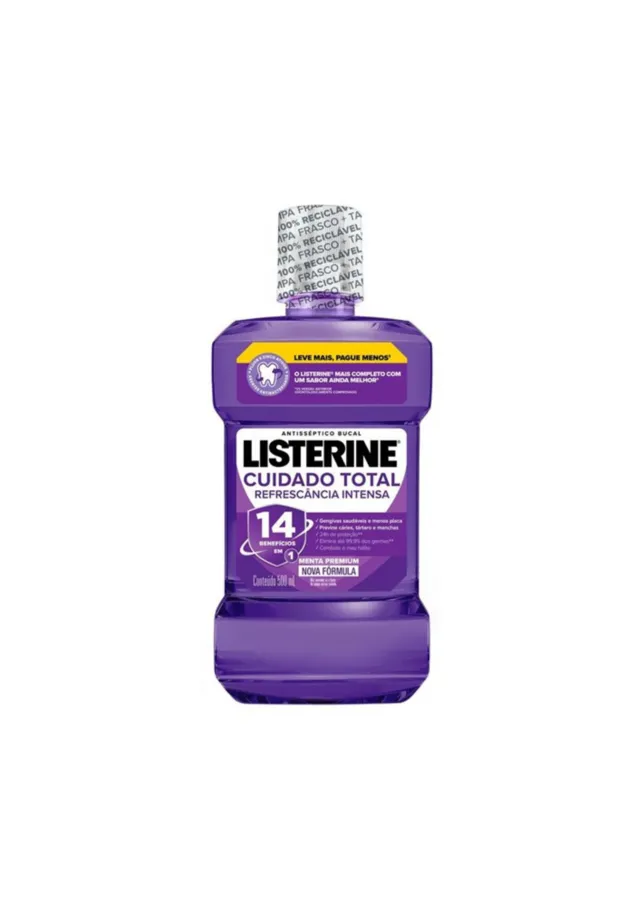 Enxaguante Antisséptico Bucal Cuidado Total Refrescância Intensa 500ml - Listerine