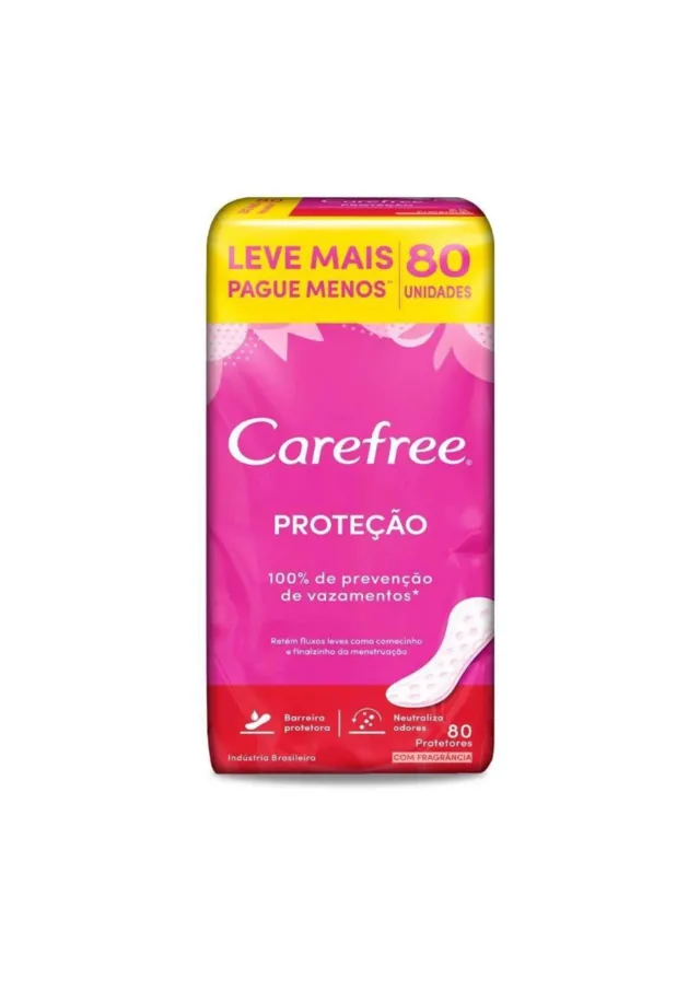 Protetor Diário Proteção 100% De Prevenção De Vazamentos 80 Protetores - Carefree