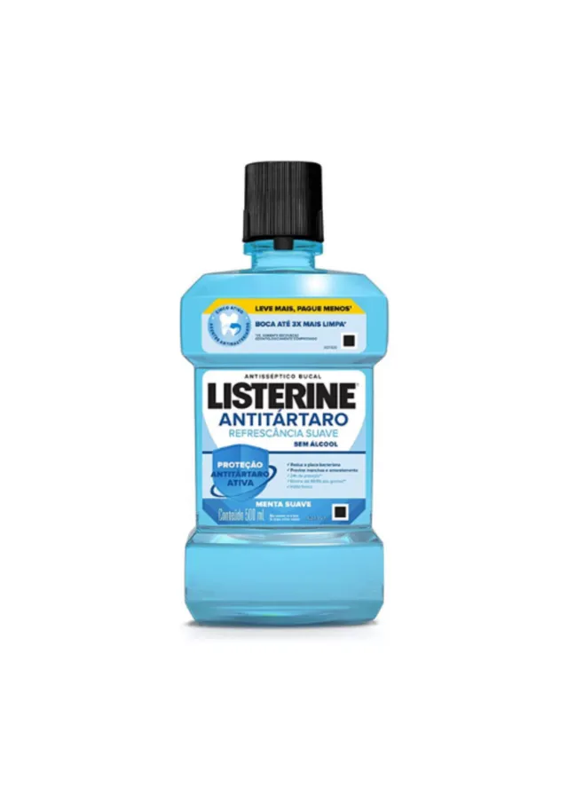 Enxaguante Antisséptico Bucal Antitártaro Zero Álcool Menta Suave 500ml - Listerine