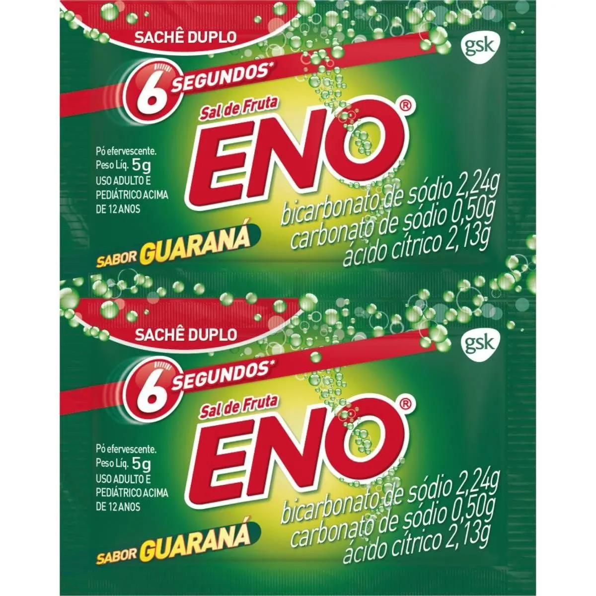 Sal De Fruta Eno Sabor Guaraná Com 2 Envelopes 5g Cada
