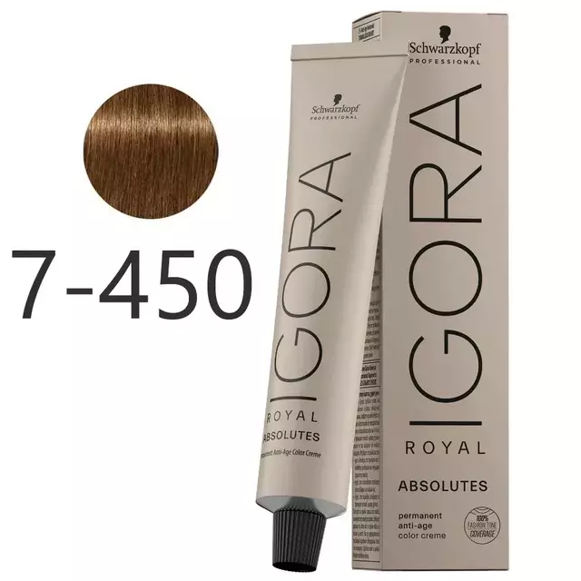 Coloração Igora Royal Absolutes-Ira 7-450 Louro Médio Bege Dourado 60ml Schwarzkopf