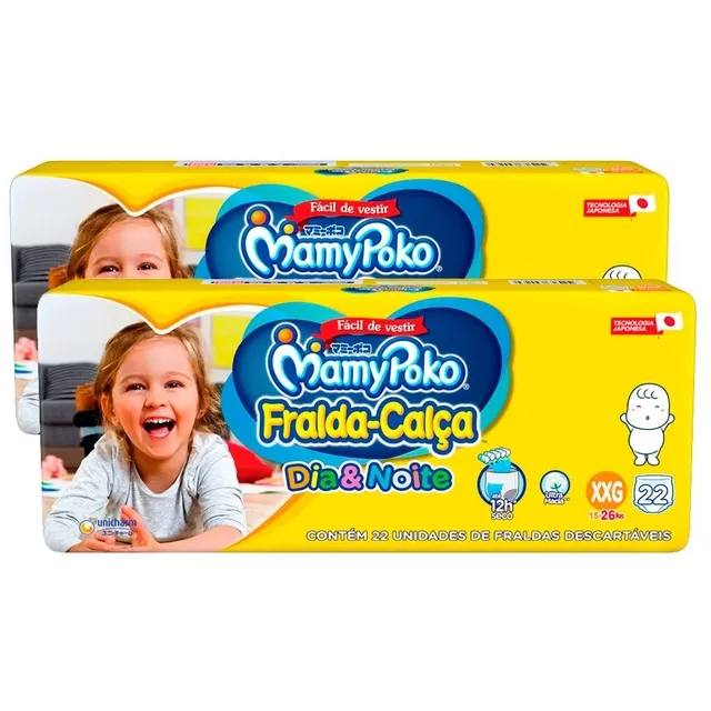 Kit de Fralda Calça MamyPoko Dia e Noite Tamanho XXG 44 Unidades