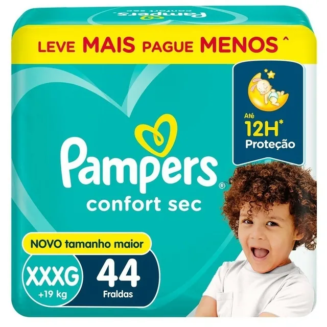 Fralda Pampers Confort Sec XXXG com 44un