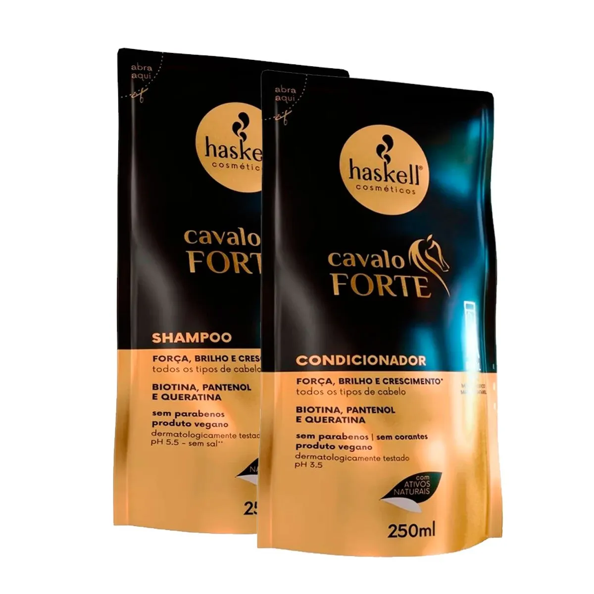 Kit Refil Sache Cavalo Forte Haskel Shampoo e Condicionador - 250mL
