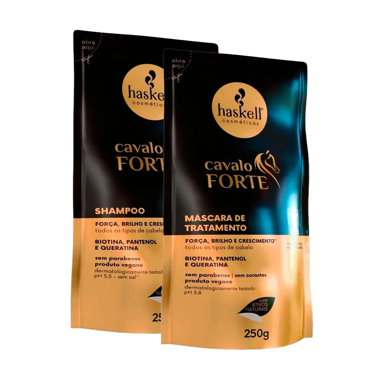 Kit Refil Sache Cavalo Forte Haskel Shampoo e Máscara - 250mL