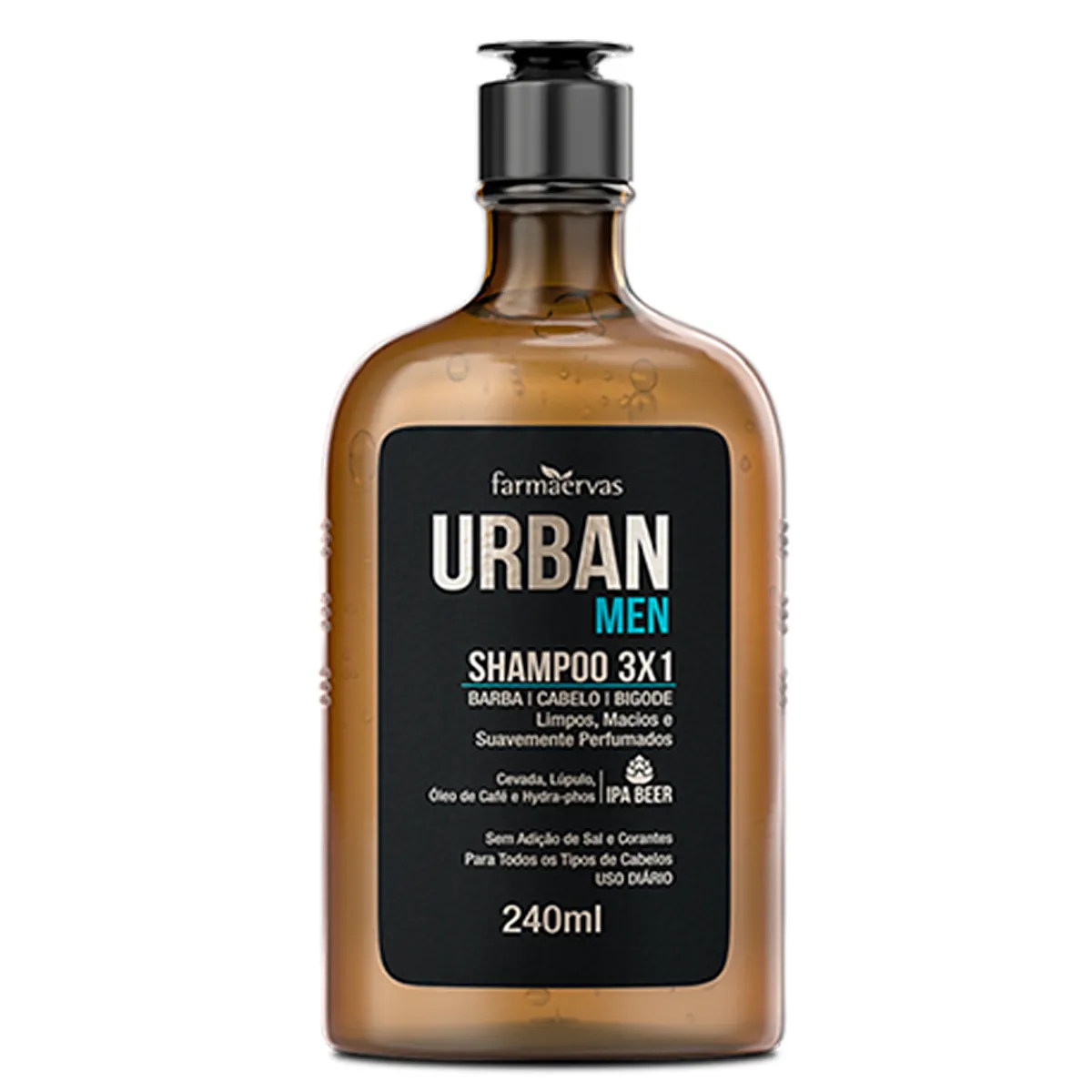 Shampoo 3×1 Barba Cabelo e Bigode Urban Men 240ml