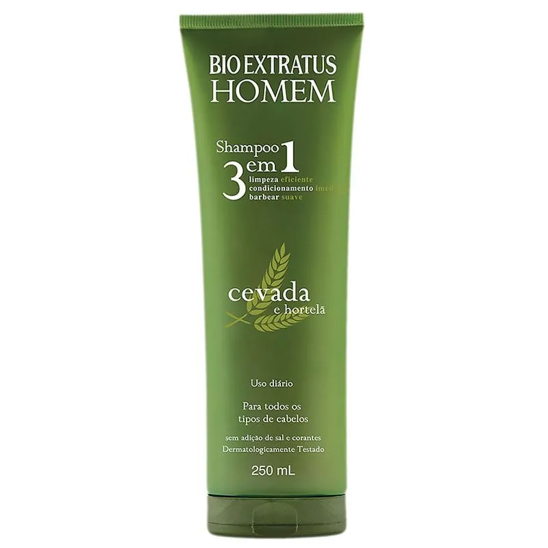 Shampoo Bio Extratus Homem 3 em 1 Cevada e Hortelã Com 250 ML