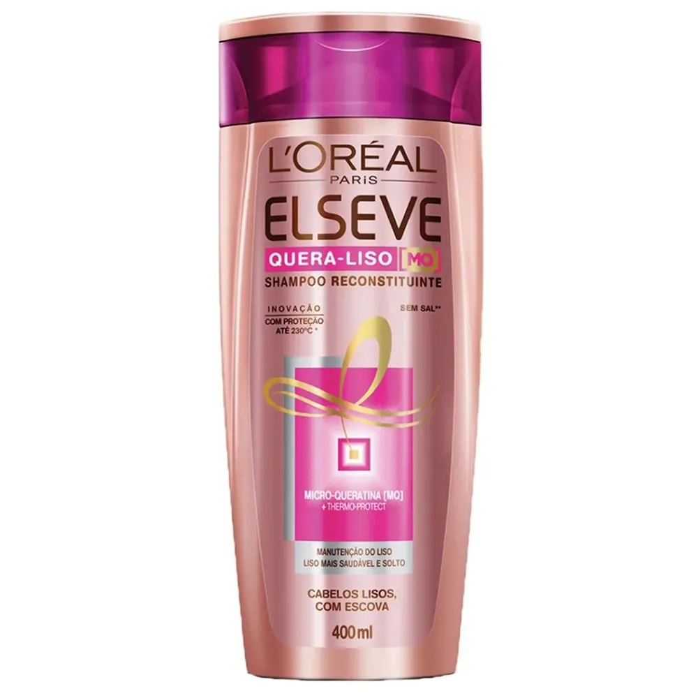 Shampoo Elseve Quera-Liso MQ 400ml L'Oréal Paris