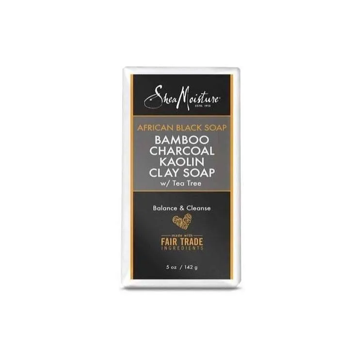 Shea Moisture African Black Soap Bamboo Charcoal Kaolin Clay Soap 142g