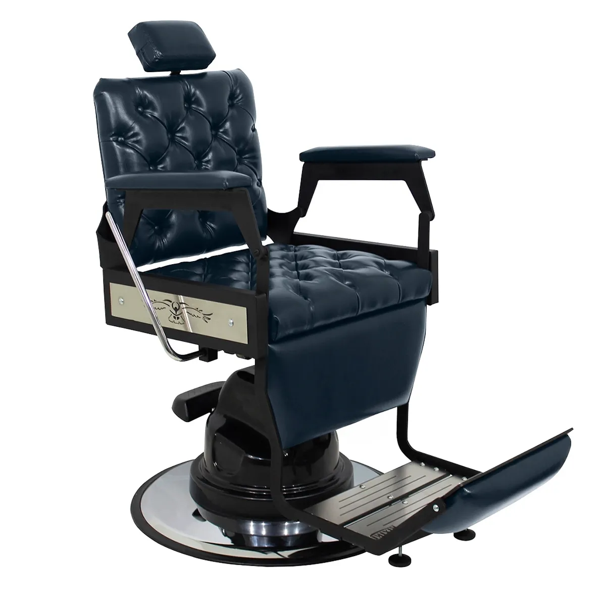 Cadeira de Barbeiro Silver Hawk Capitonê Kixiki Azul Perol