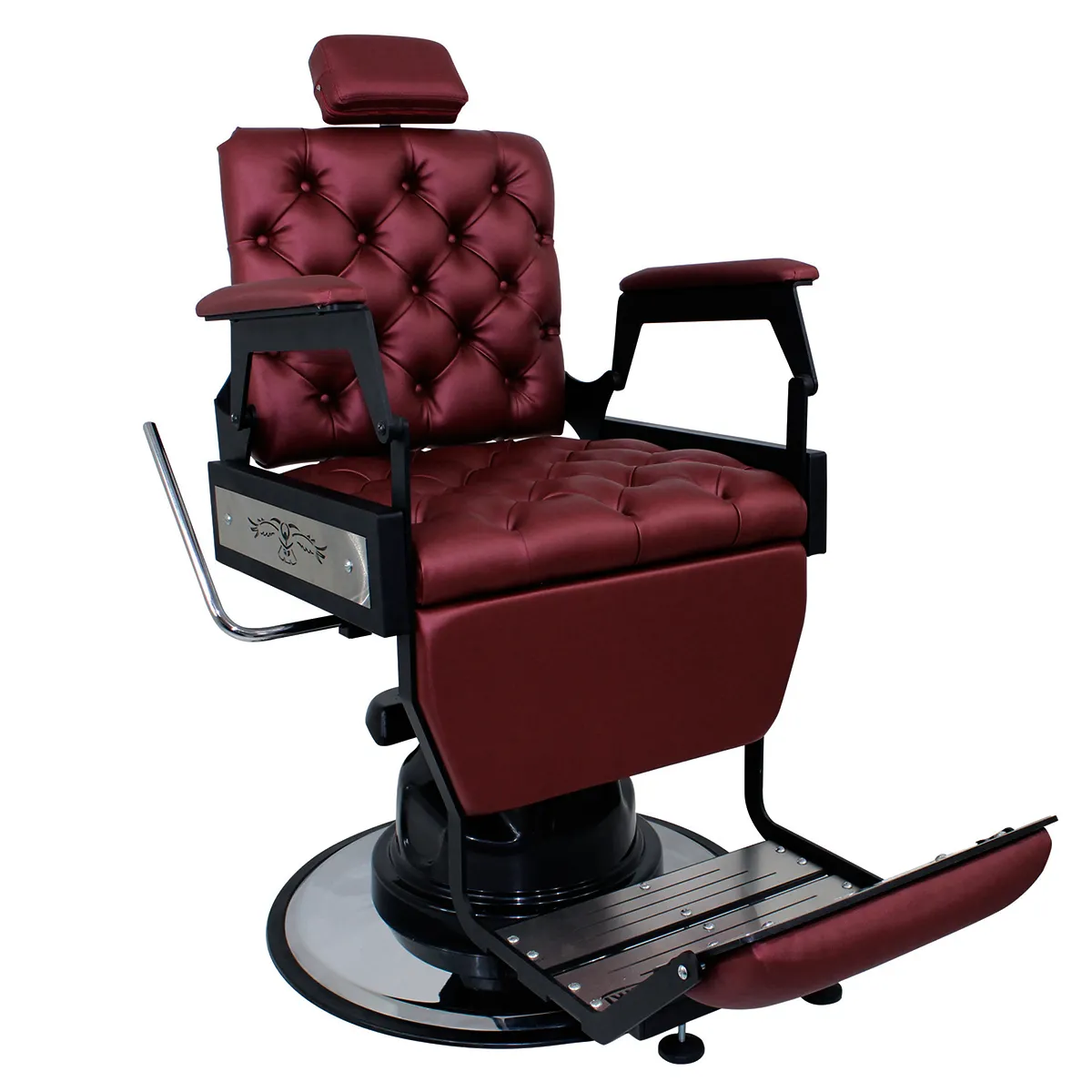 Cadeira de Barbeiro Silver Hawk Capitonê Kixiki Vinho Fosco