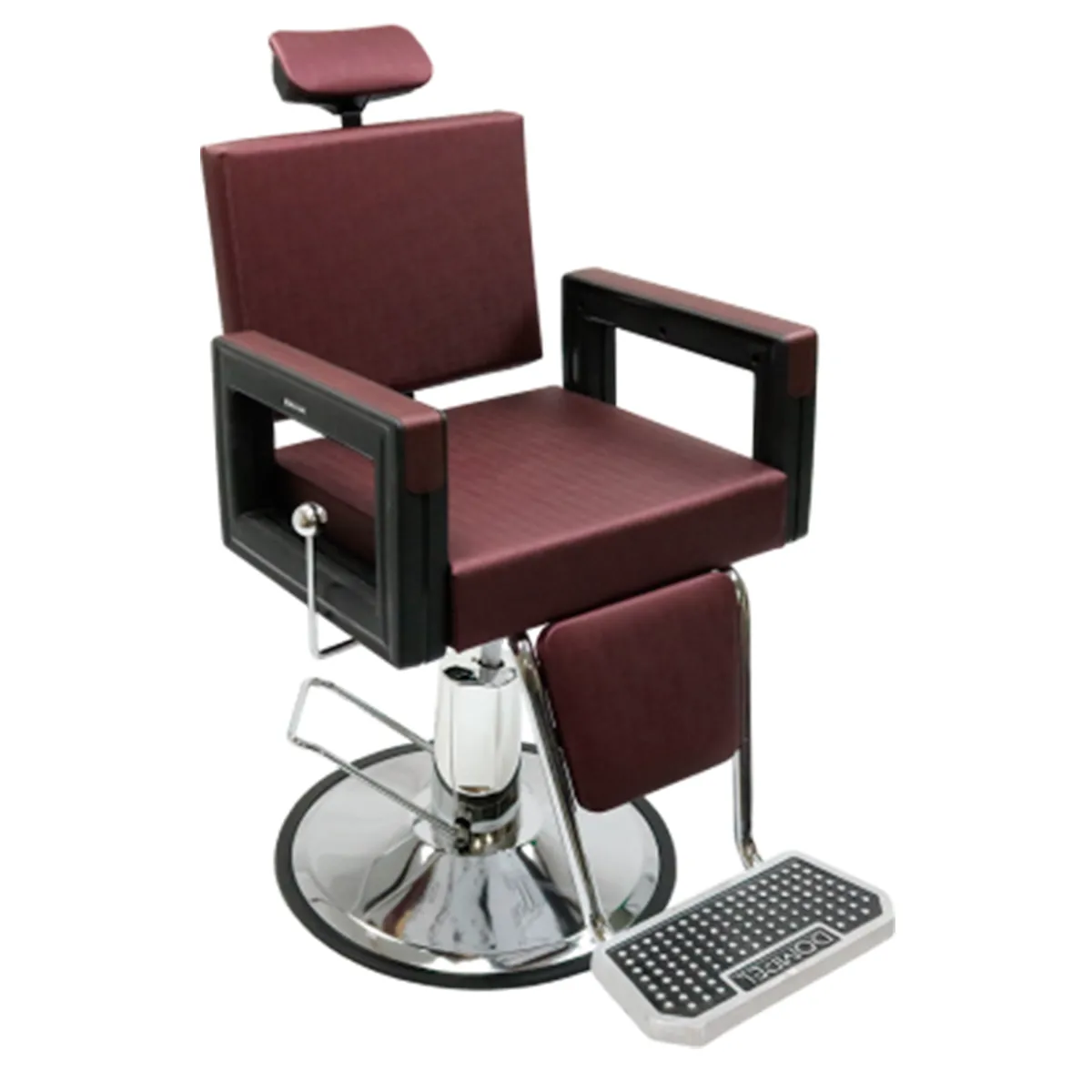 Poltrona Cadeira Hidráulica Reclinável Square Barber Vinho Plus