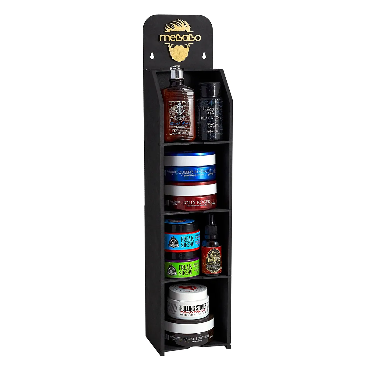 Suporte MDF Expositor de Pomadas Para Barbearia Preto
