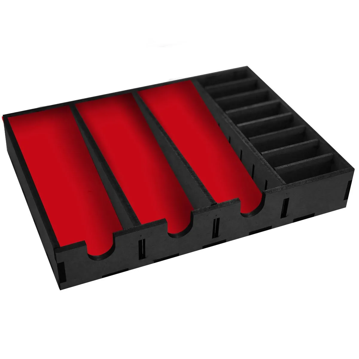 Suporte MDF Para 3 Maquinas de Cortar Cabelo e 8 Pentes de Altura Vermelho / Preto