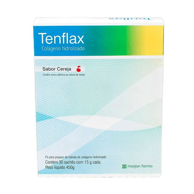 Tenflax Colágeno Hidrolisado Sabor Cereja Com 30 Sachês de 15 G
