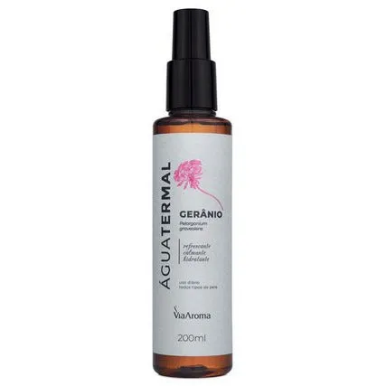 Água Termal com Óleo Essencial de Gêranio - Via Aroma - Frasco com 200
