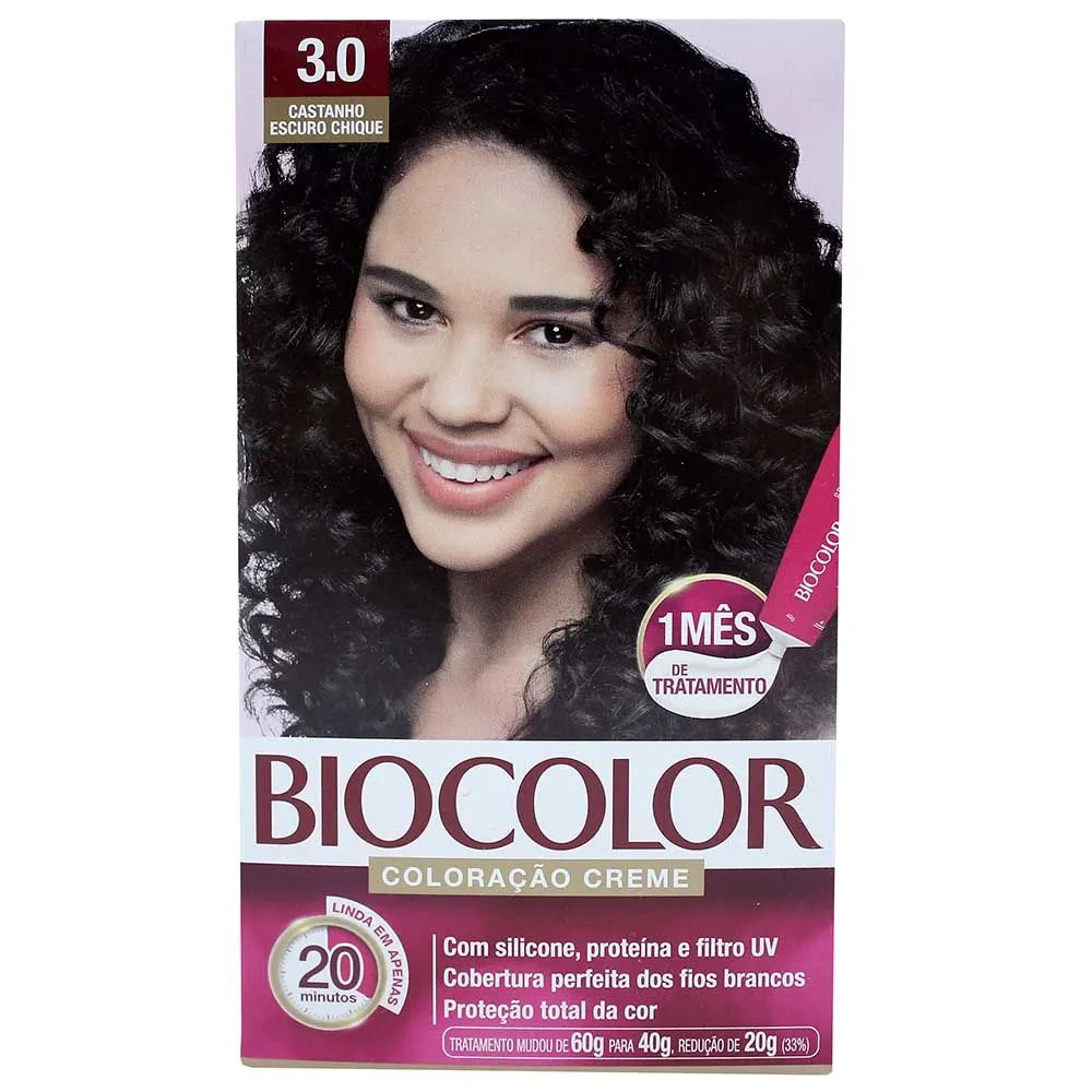 Tintura Biocolor Kit Creme 3.0 Castanho Escuro Chique