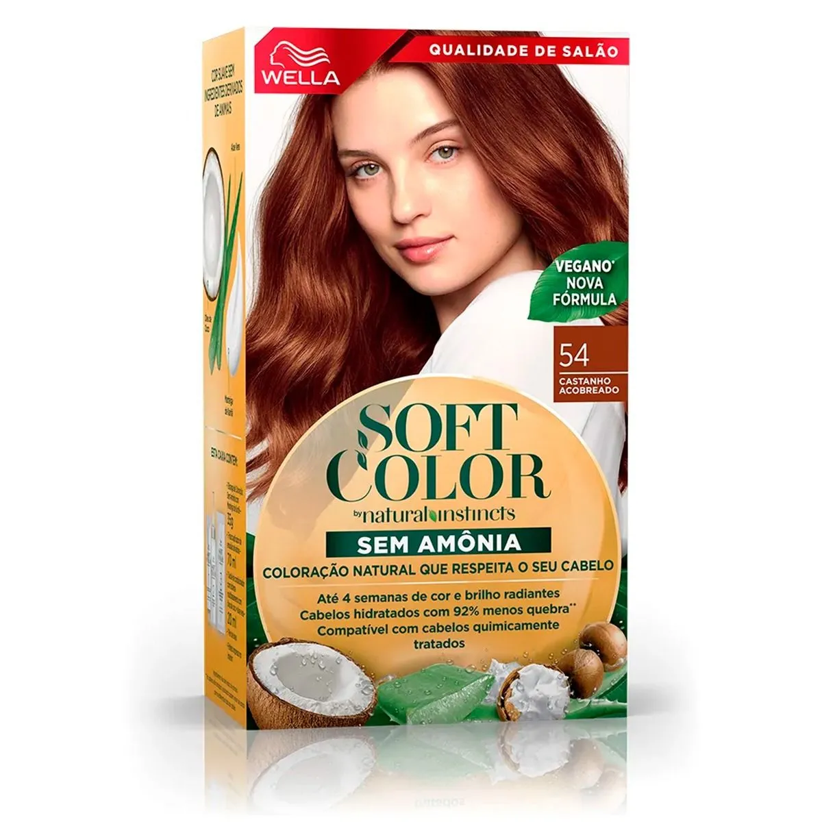 Tintura Wella Soft Color Kit Creme Sem Amônia cor 54 Castanho Acobreado