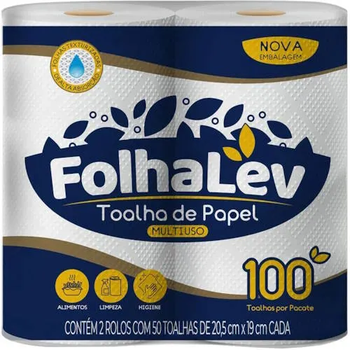 Toalha De Papel Multiuso Folhalev 50fl 2un