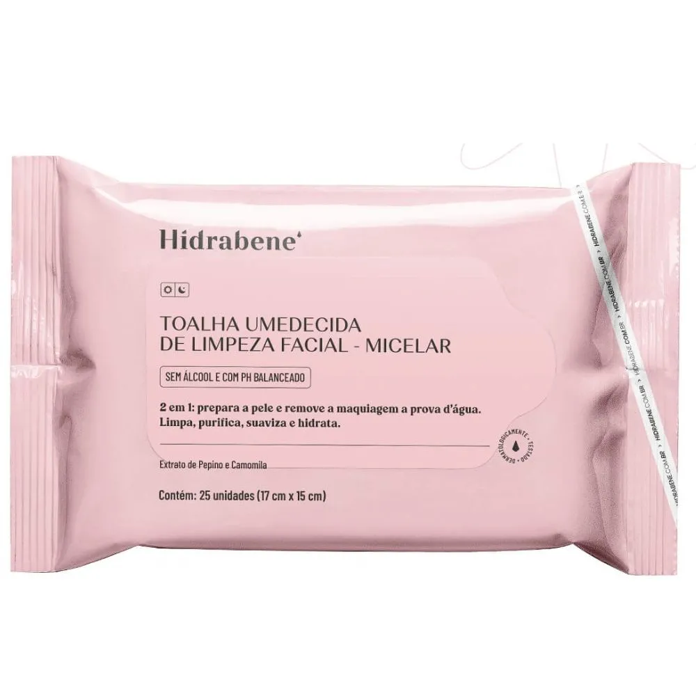 Toalha Umedecida de Limpeza Facial 25un Hidrabene