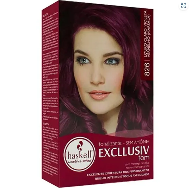 Tonalizante Haskell Excllusiv 826 Louro Claro Violeta Vermelho Marsala