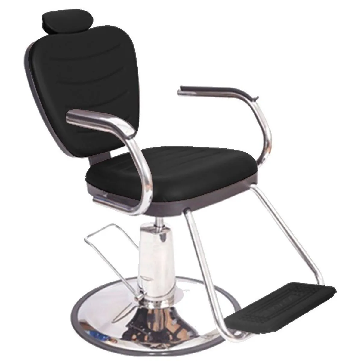 Cadeira Hidráulica Cabeleireiro e Barbeiro Reclinável Dompel Top Barber Base Redonda Preto