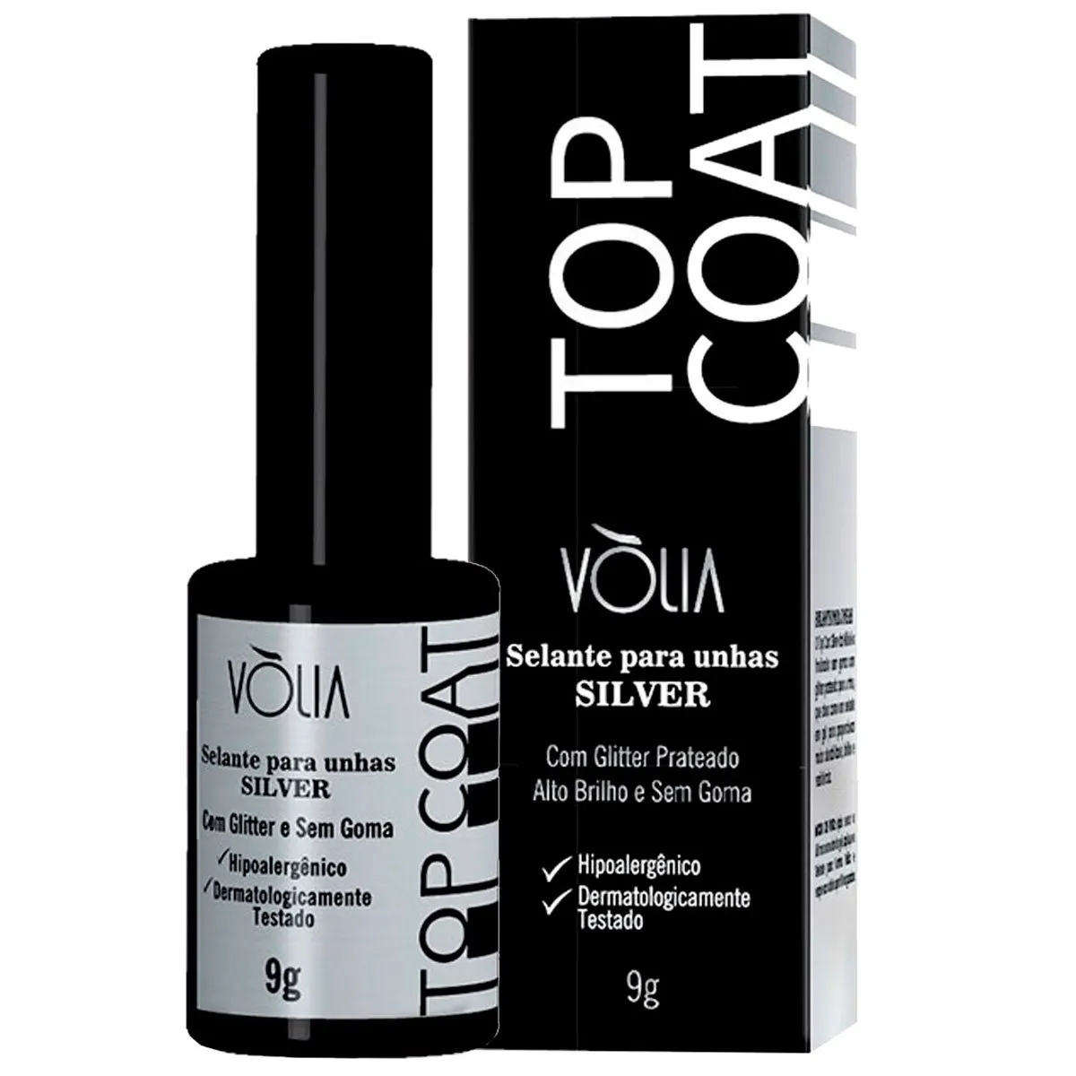 Top Coat Selante Para Unhas Silver Vòlia 9g